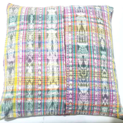 Guatemalan Hand-Embroidery Pillow, Green FUCHSIA COVER 18x18, Birds Embroidered case