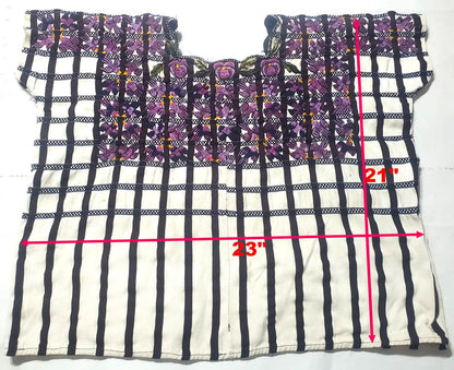Vintage WHITE Handmade Embroidered BIRDS Santiago Atitlan Huipil Cotton Wall Decor Tapestry
