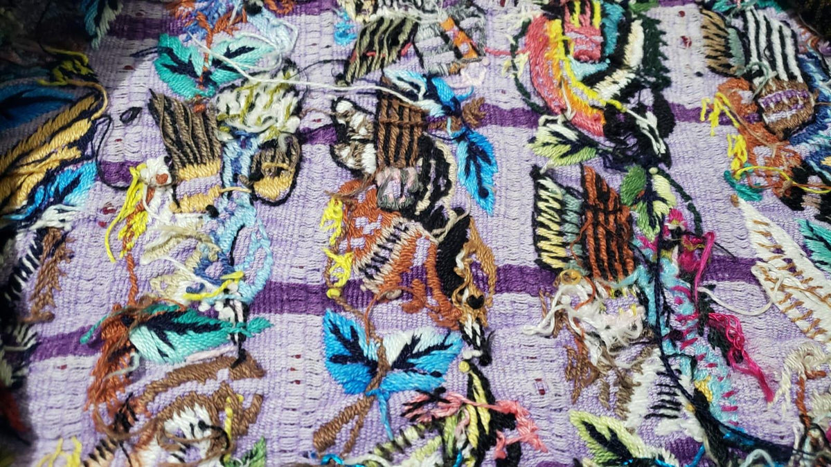 and Embroidered Bird Pillow Cover 14x22, Guatemalan Huipil Cushion Cover, Handwoven Mayan Artisan Pillow, Bohemian Lumbar Accent Pillow
