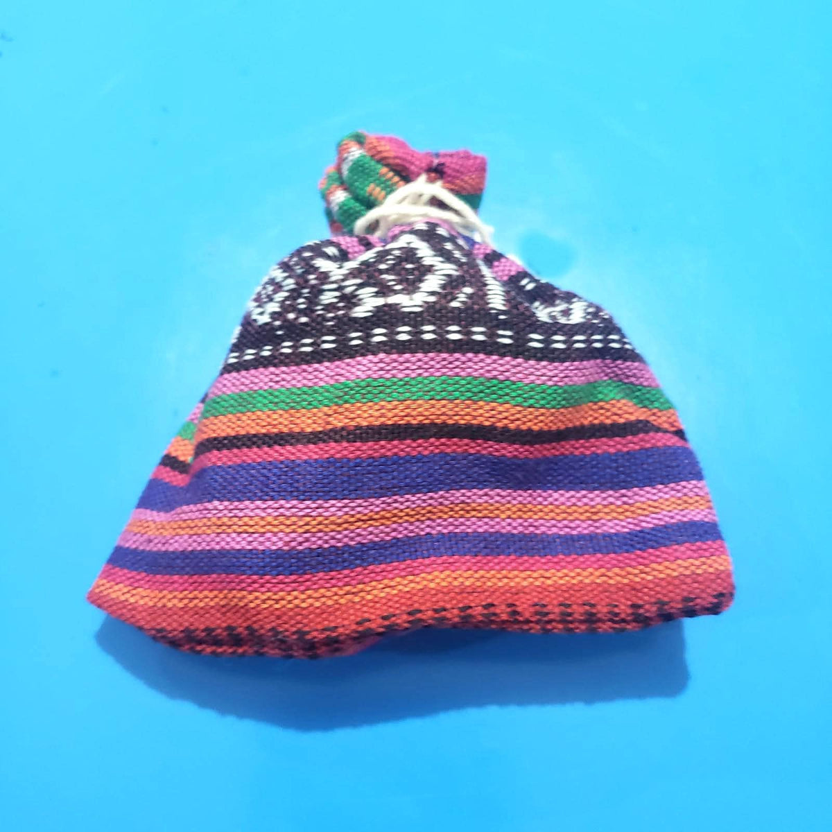 Set of 6 Small Cotton Pouches 4x4 - Handwoven Guatemalan Coin Purses & Gift Bags - Colorful Artisan Drawstring Favor Bags