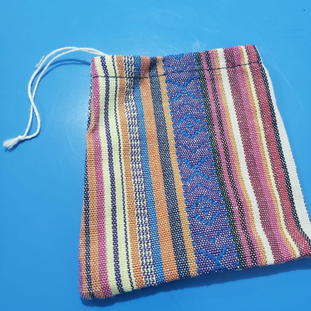 Set of 6 Small Cotton Pouches 4x4 - Handwoven Guatemalan Coin Purses & Gift Bags - Colorful Artisan Drawstring Favor Bags