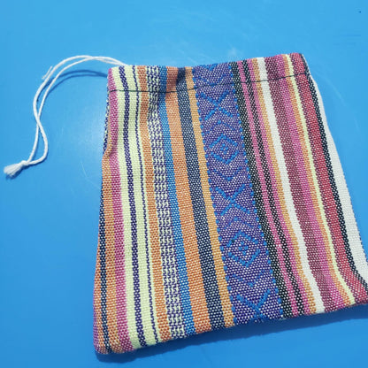 Set of 6 Small Cotton Pouches 4x4 - Handwoven Guatemalan Coin Purses & Gift Bags - Colorful Artisan Drawstring Favor Bags