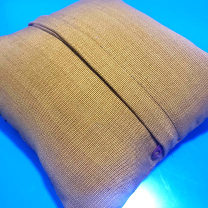 Guatemalan Handwoven Throw Pillow with Insert 10x10, Mustard Yellow Peacock Cushion, Boho Decorative Pillow