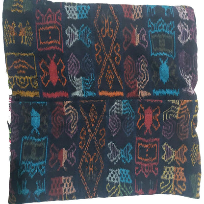 Hand Embroidered Bird Pillow 10x10, Guatemalan Huipil Cushion Cover, Handwoven Mayan Artisan Pillow, Bohemian Accent Pillow