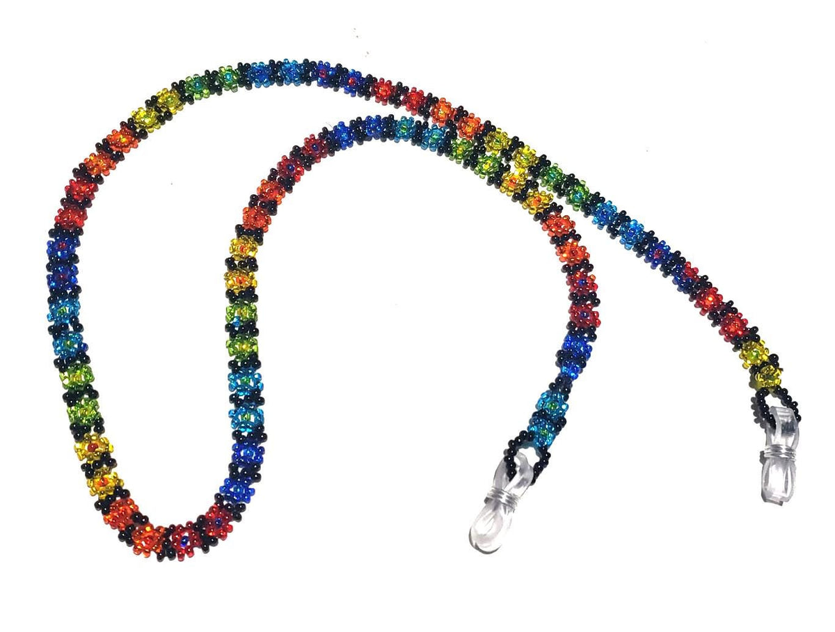Set of 6 Beaded Eyeglass Chains, Handwoven Flower Glass Bead Sunglass Strap Holders, Wholesale Eyewear Lanyard Bulk Lot, 24 Inch