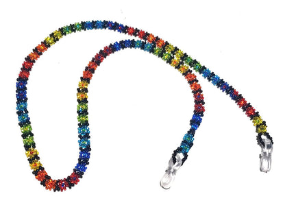Set of 6 Beaded Eyeglass Chains, Handwoven Flower Glass Bead Sunglass Strap Holders, Wholesale Eyewear Lanyard Bulk Lot, 24 Inch