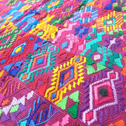 Handwoven Guatemalan Huipil Top - Tactic Coban Traditional Embroidered Cotton Blouse with Deer & Geometric Motif, Large