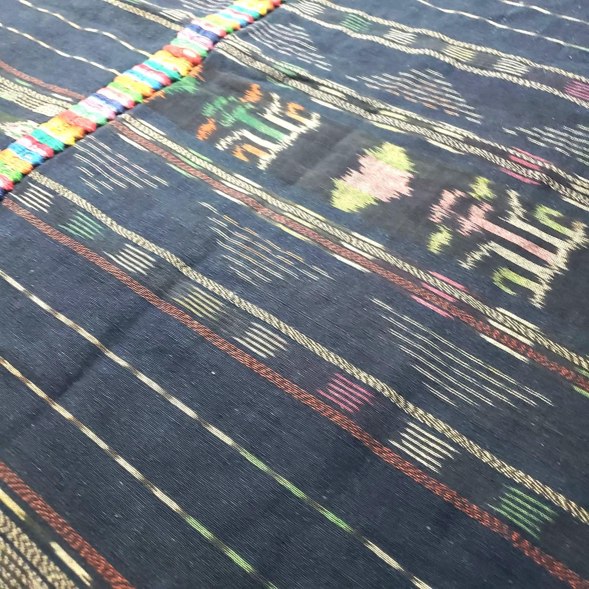 INDIGO Artisan Elegance TABLECLOTH, Embroidered Nahuala Heritage Table Cover, Vibrant Threads Dining Cloth