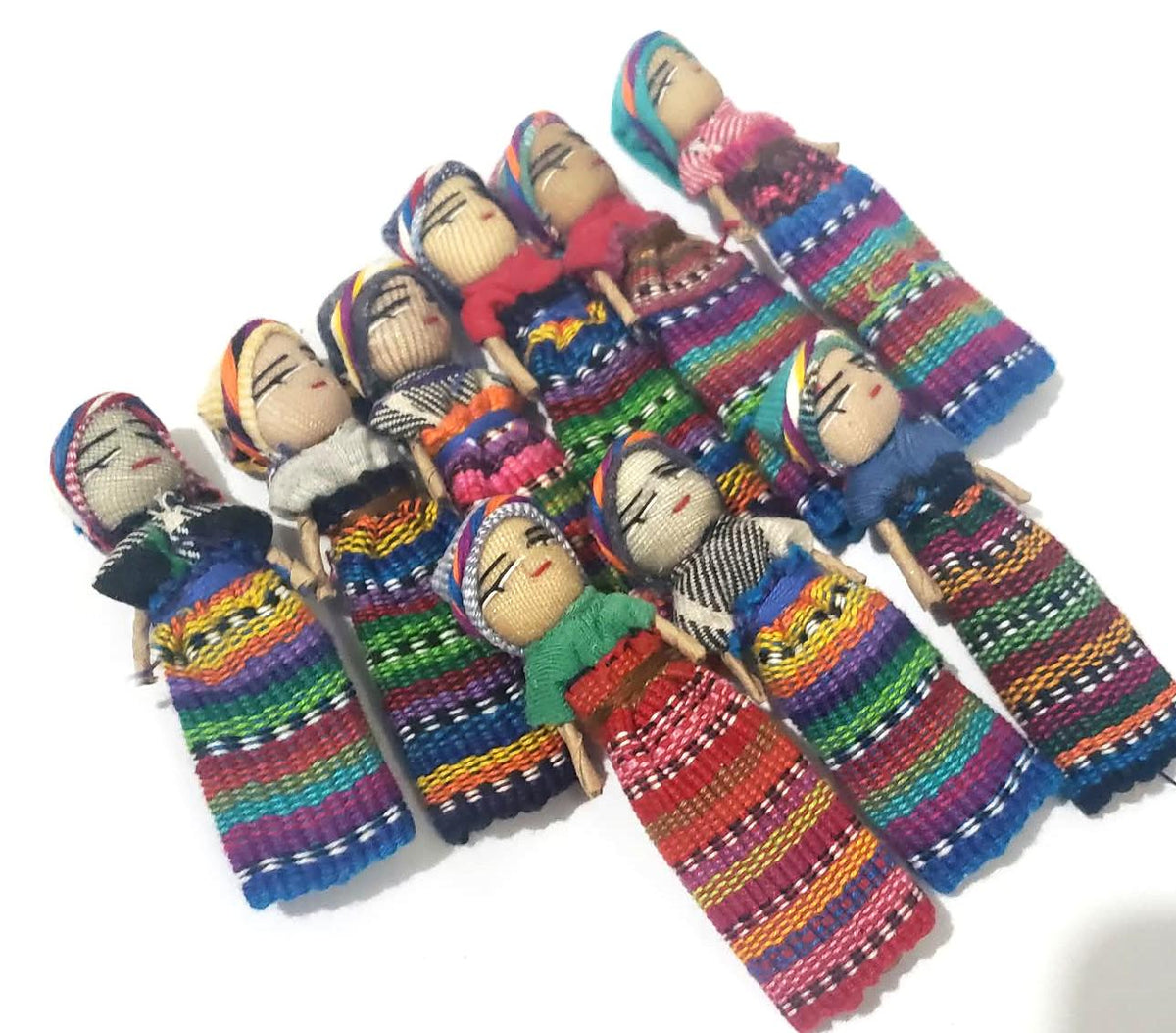Guatemalan Artisans Three Inches WORRY DOLLS Available In Multiple Options - Woven Fabric Clothing Traditional Dolls