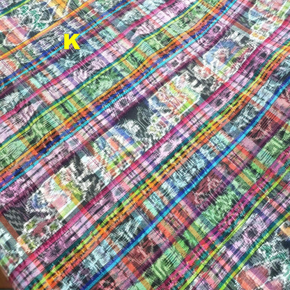 Guatemalan Unique Vintage Ikat Cotton fabric per yard, Hand Woven Ethnic Textile - 700 Corte