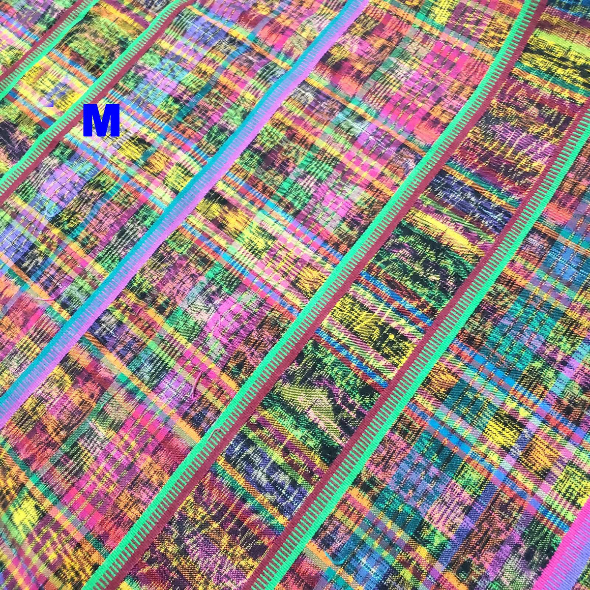 Guatemalan Unique Vintage Ikat Cotton fabric per yard, Hand Woven Ethnic Textile - 700 Corte
