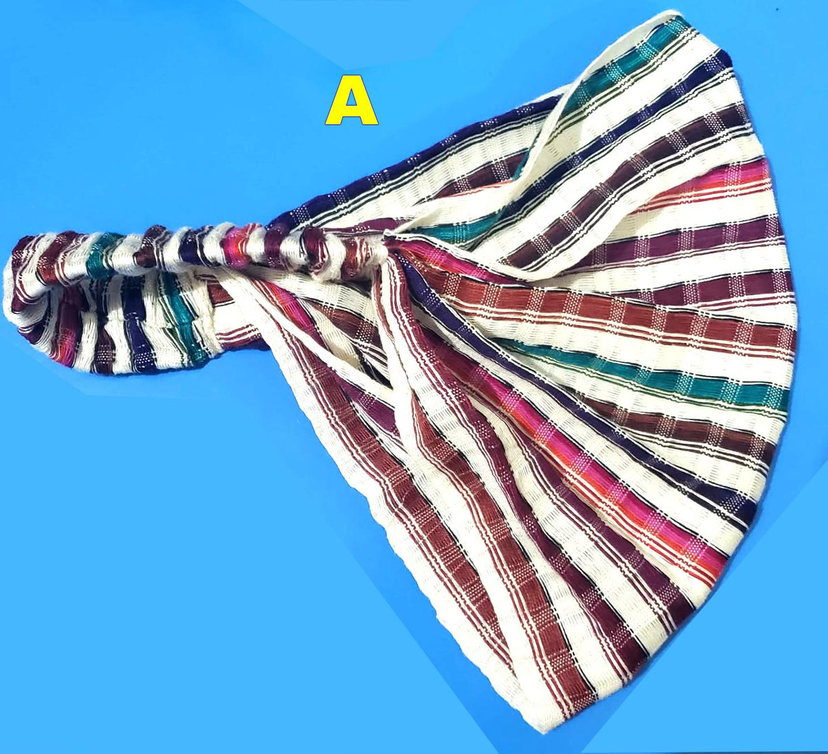 Guatemala Cotton HEADBAND, Striped Rainbow Pattern, Wide BANDANA Style, Elastic Stretch Fit, Sports Sweatband for Women