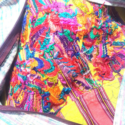 Guatemalan Hand-Embroidery Pillow, Green FUCHSIA COVER 18x18, Birds Embroidered case