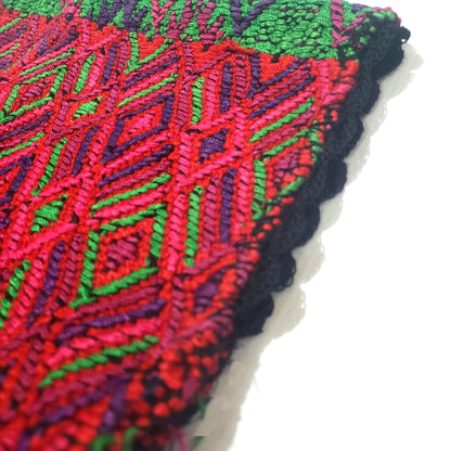 Handwoven Guatemalan Huipil Blouse from Santa María de Jesús - Geometric Brocade Top, Pink Green Purple Mayan Textile, Boho Ethnic Blouse