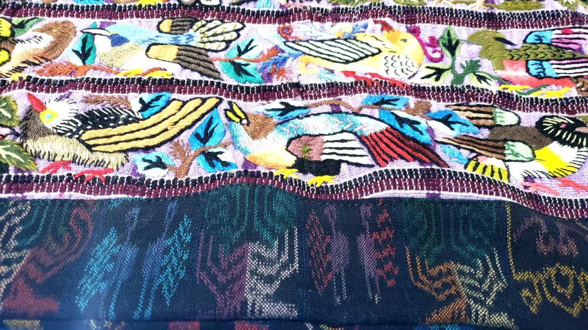 and Embroidered Bird Pillow Cover 14x22, Guatemalan Huipil Cushion Cover, Handwoven Mayan Artisan Pillow, Bohemian Lumbar Accent Pillow
