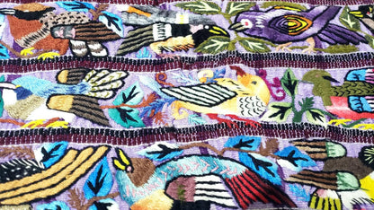 and Embroidered Bird Pillow Cover 14x22, Guatemalan Huipil Cushion Cover, Handwoven Mayan Artisan Pillow, Bohemian Lumbar Accent Pillow
