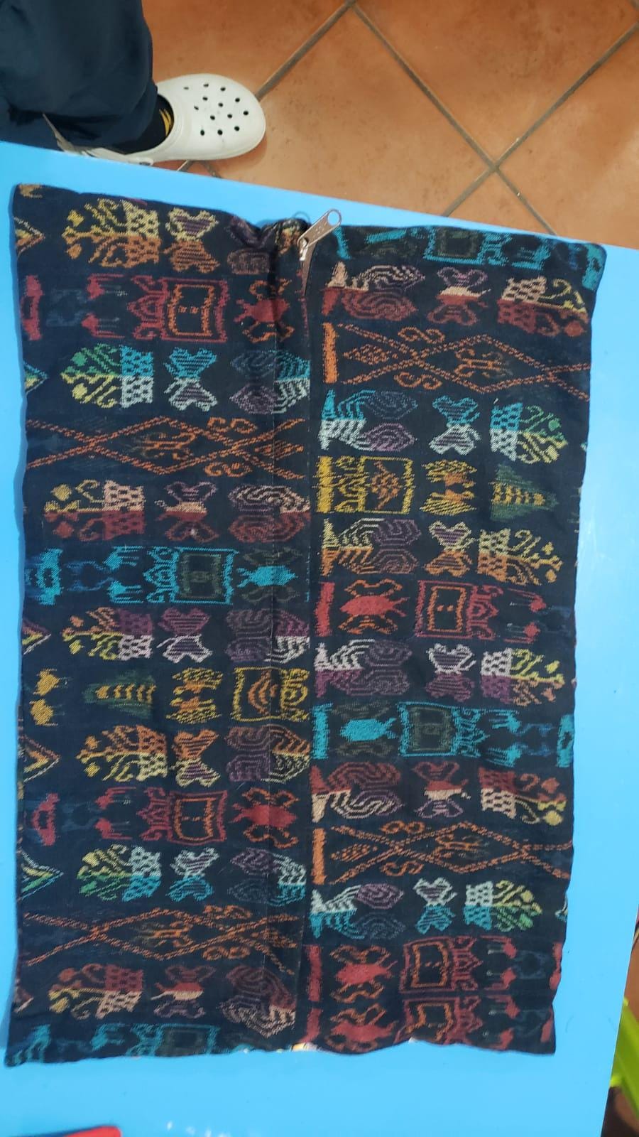 and Embroidered Bird Pillow Cover 14x22, Guatemalan Huipil Cushion Cover, Handwoven Mayan Artisan Pillow, Bohemian Lumbar Accent Pillow