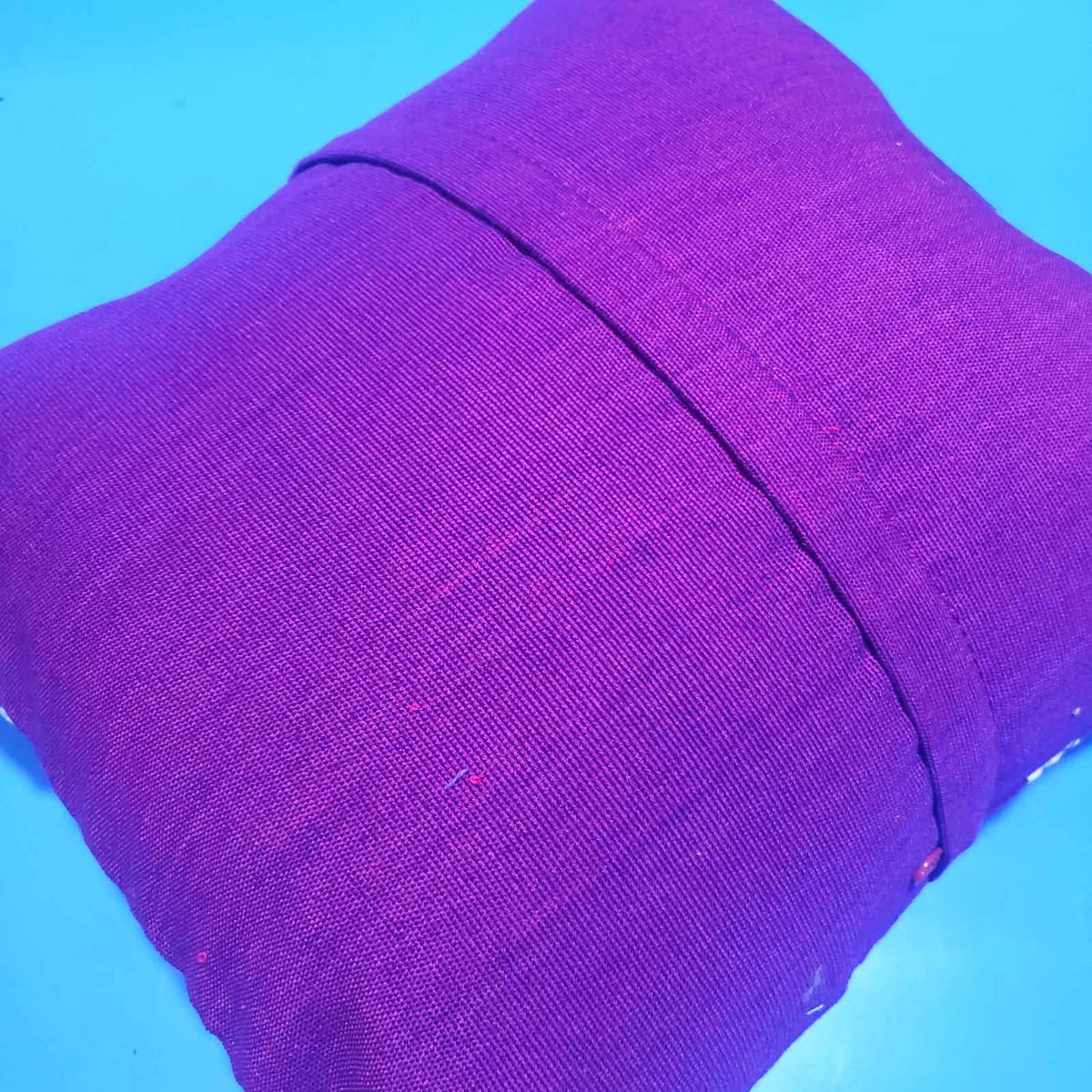 Guatemalan Hand Embroidered Pillow with Insert 14x12, Blue Bird Floral Accent Cushion, Striped Boho Throw Pillow Santiago Atitlan Folk Art