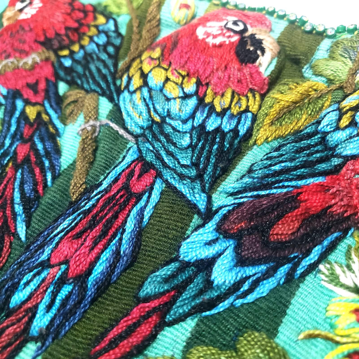 Vintage Hand Embroidered Guatemalan Huipil, Red Parrots Santiago Atitlan Blouse, Handwoven Ethnic Boho Top, Fair Trade Mayan Textile