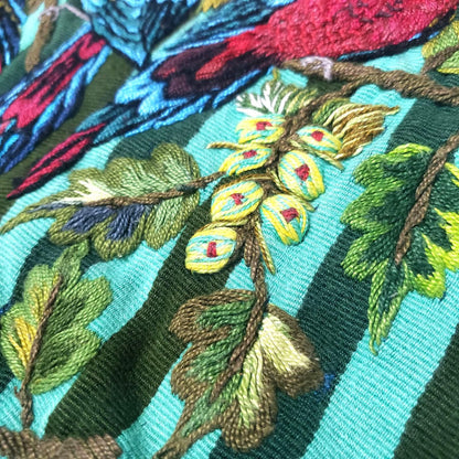 Vintage Hand Embroidered Guatemalan Huipil, Red Parrots Santiago Atitlan Blouse, Handwoven Ethnic Boho Top, Fair Trade Mayan Textile