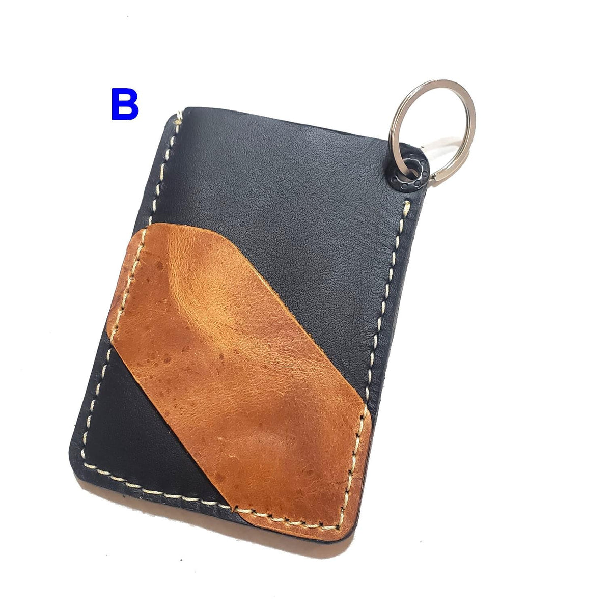 Handcrafted Leather Card Holder Keychain, Slim Minimalist Wallet for Women & Men, Small Credit Card Case with Key Ring, Fair Trade Gift