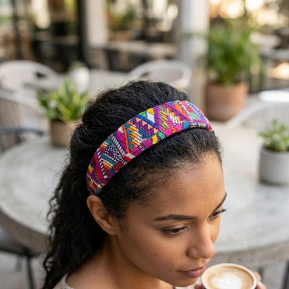 Guatemalan Embroidered Headband, Upcycled Huipil Boho Hair Band, Handwoven Fabric Headband, Mayan Artisan Hair Accessory, Fair Trade Gift