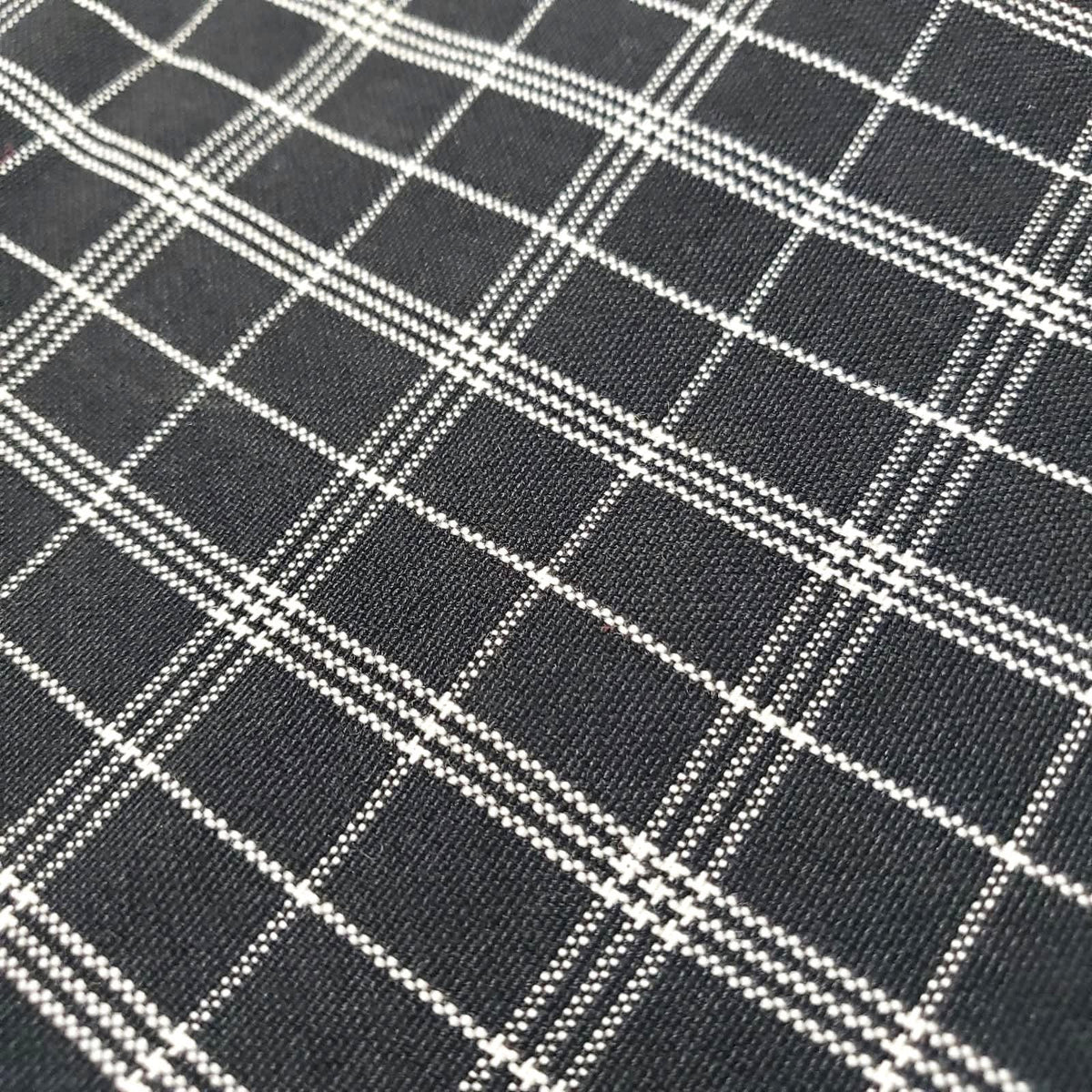 Hand Embroidered Guatemalan Pillow Cover, Black Grid Throw Pillow Case, Santa María de Jesús Traditional Textile Cushion Cover