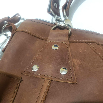 Genuine Leather Convertible Backpack Diaper Bag: Full Grain Dark Brown