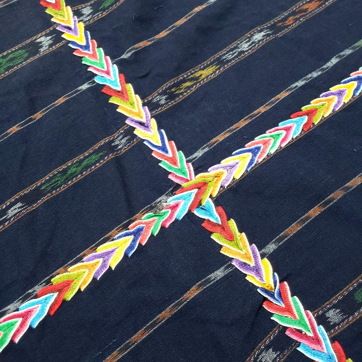 INDIGO Artisan Elegance TABLECLOTH, Embroidered Nahuala Heritage Table Cover, Vibrant Threads Dining Cloth