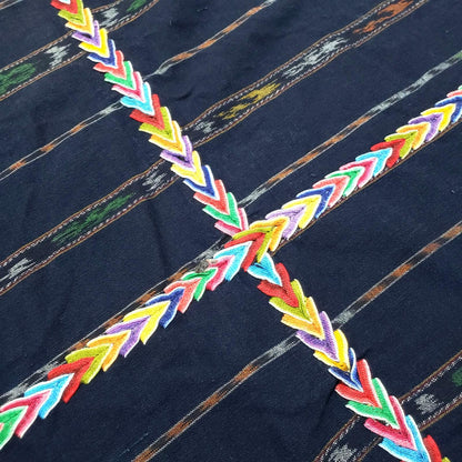 INDIGO Artisan Elegance TABLECLOTH, Embroidered Nahuala Heritage Table Cover, Vibrant Threads Dining Cloth