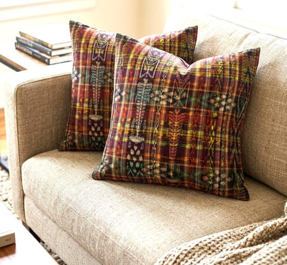 Cotton Handmade IKAT PILLOW Case CUSHION Cover -18x18- 20x20 Customizable Sizes