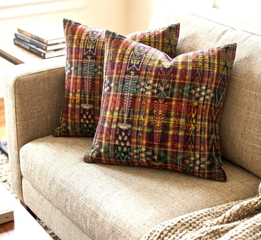 Cotton Handmade IKAT PILLOW Case CUSHION Cover -18x18- 20x20 Customizable Sizes
