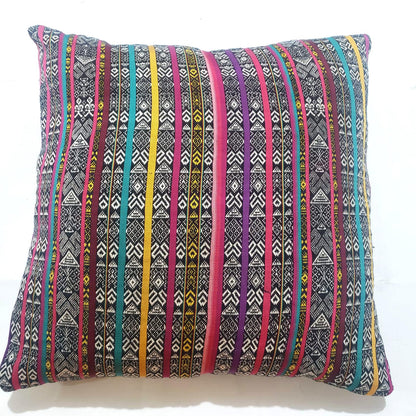 Handwoven Guatemalan Ikat Pillow Cover | Mayan Cotton Throw Cushion | Boho Ethnic Pillow Case 18x18 Custom Size Home Decor