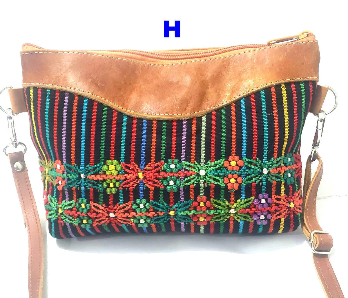 Guatemalan Leather Huipil Wristlet Clutch: Fair Trade Crossbody Purse