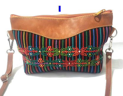 Guatemalan Leather Huipil Wristlet Clutch: Fair Trade Crossbody Purse