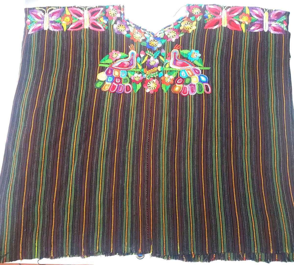 Hand Embroidered Birds Huipil, Vintage Guatemalan Tapestry Blouse, Santiago Atitlan Textile Top, Ethnic Boho Clothing, Custom Tailored Top