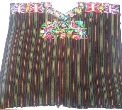 Hand Embroidered Birds Huipil, Vintage Guatemalan Tapestry Blouse, Santiago Atitlan Textile Top, Ethnic Boho Clothing, Custom Tailored Top