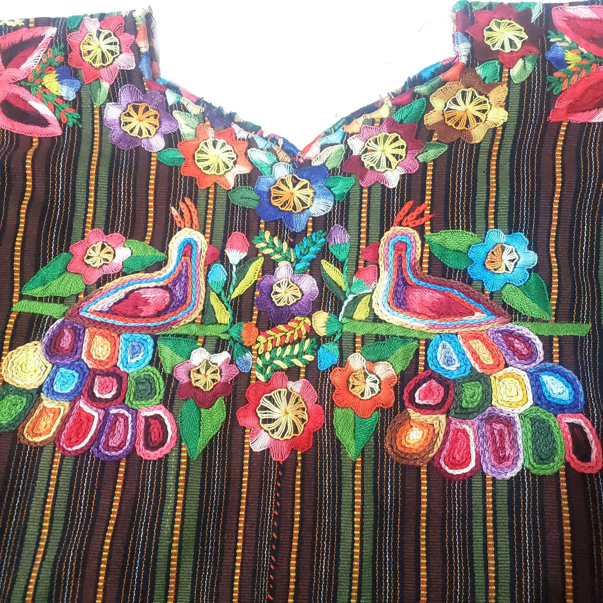 Hand Embroidered Birds Huipil, Vintage Guatemalan Tapestry Blouse, Santiago Atitlan Textile Top, Ethnic Boho Clothing, Custom Tailored Top