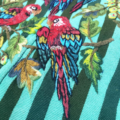 Vintage Hand Embroidered Guatemalan Huipil, Red Parrots Santiago Atitlan Blouse, Handwoven Ethnic Boho Top, Fair Trade Mayan Textile