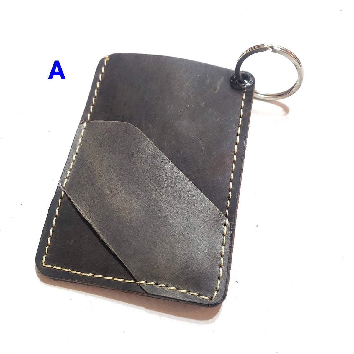 Handcrafted Leather Card Holder Keychain, Slim Minimalist Wallet for Women & Men, Small Credit Card Case with Key Ring, Fair Trade Gift