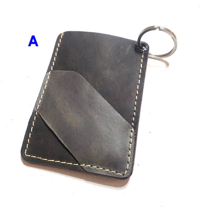 Handcrafted Leather Card Holder Keychain, Slim Minimalist Wallet for Women & Men, Small Credit Card Case with Key Ring, Fair Trade Gift