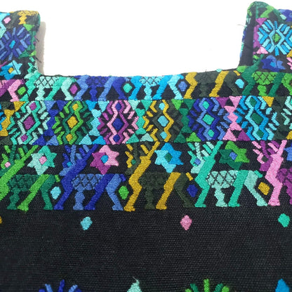 Handwoven Guatemalan Huipil Top - BURGUNDY Tactic Coban Traditional Embroidered Cotton Blouse with Deer & Geometric Motif, Large