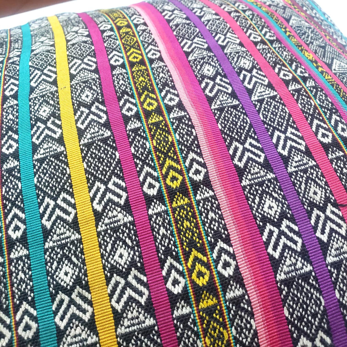 Handwoven Guatemalan Ikat Pillow Cover | Mayan Cotton Throw Cushion | Boho Ethnic Pillow Case 18x18 Custom Size Home Decor