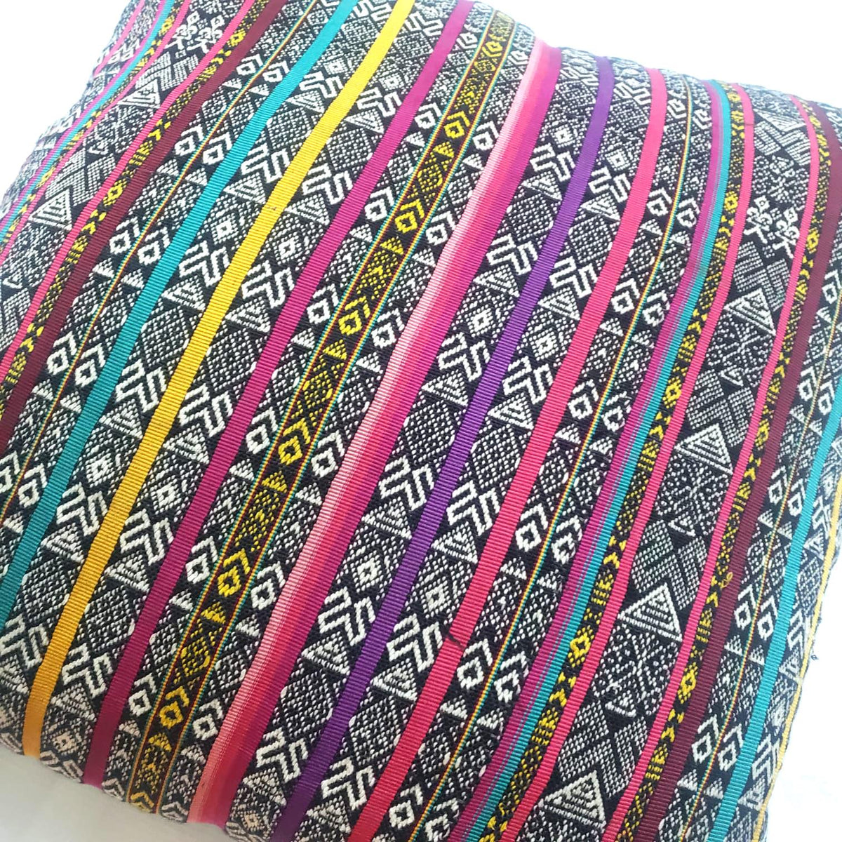 Handwoven Guatemalan Ikat Pillow Cover | Mayan Cotton Throw Cushion | Boho Ethnic Pillow Case 18x18 Custom Size Home Decor