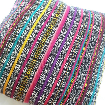 Handwoven Guatemalan Ikat Pillow Cover | Mayan Cotton Throw Cushion | Boho Ethnic Pillow Case 18x18 Custom Size Home Decor