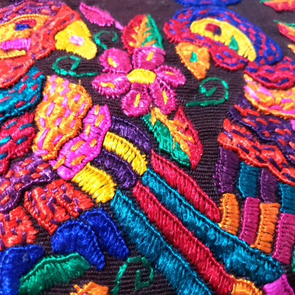 Handmade Parrot Throw Pillow Cover 16x16, Guatemalan Embroidered Cushion Case, Colorful Bird Decor, Boho Accent Pillow, Tropical Home Decor