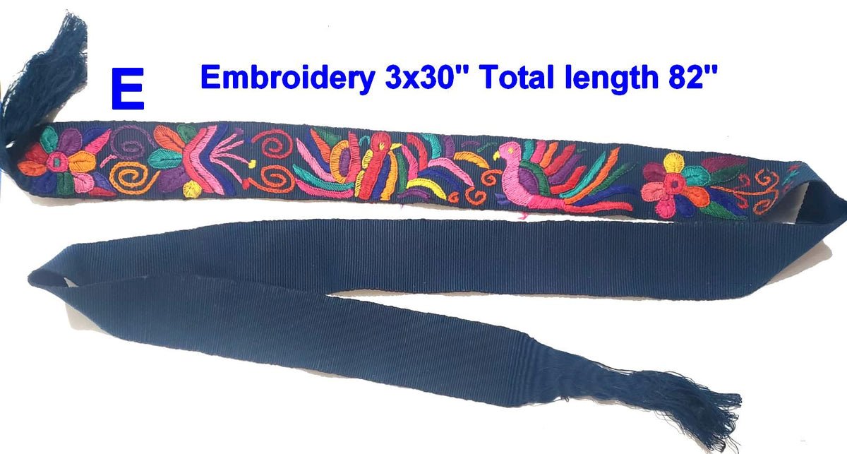 Hand-Embroidered Guatemalan Faja Belt, Upcycled Handwoven Mayan Sash, Floral Folk Art Strap for Crafts & Fashion, 3" Wide