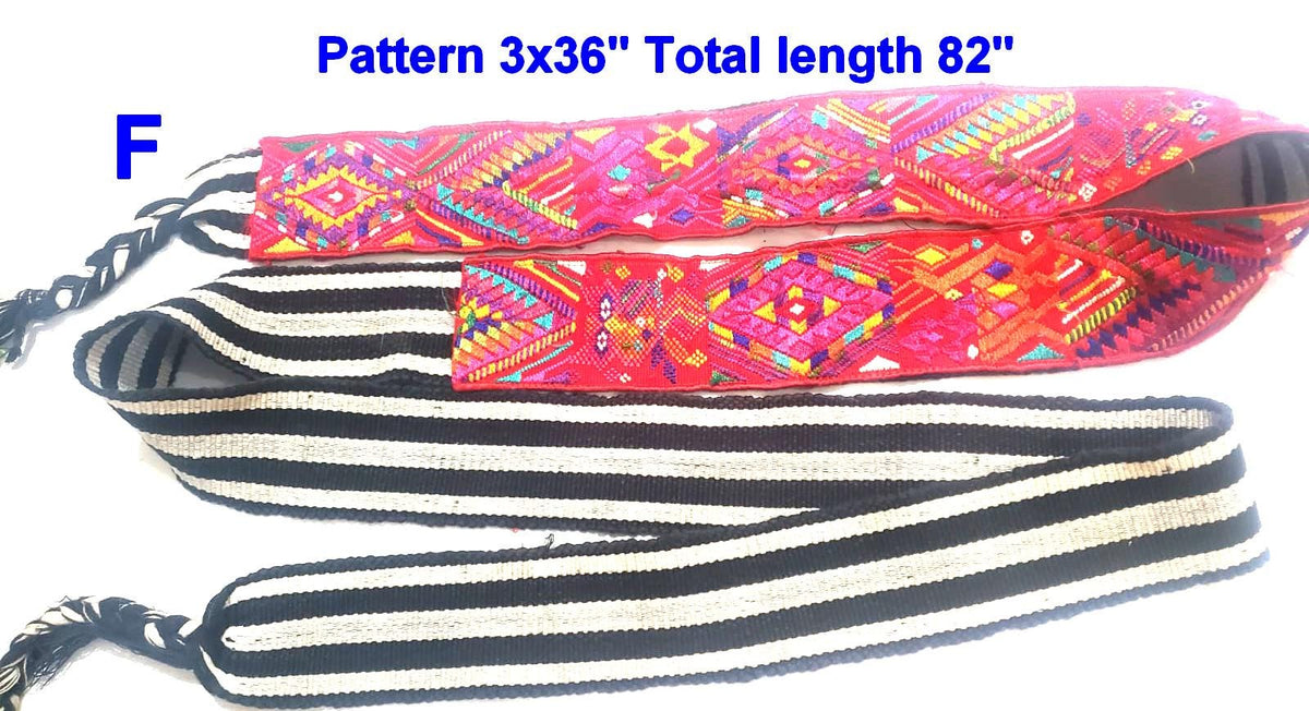 Hand-Embroidered Guatemalan Faja Belt, Upcycled Handwoven Mayan Sash, Floral Folk Art Strap for Crafts & Fashion, 3" Wide
