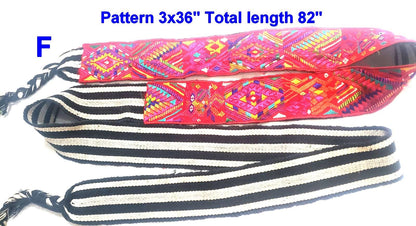 Hand-Embroidered Guatemalan Faja Belt, Upcycled Handwoven Mayan Sash, Floral Folk Art Strap for Crafts & Fashion, 3" Wide