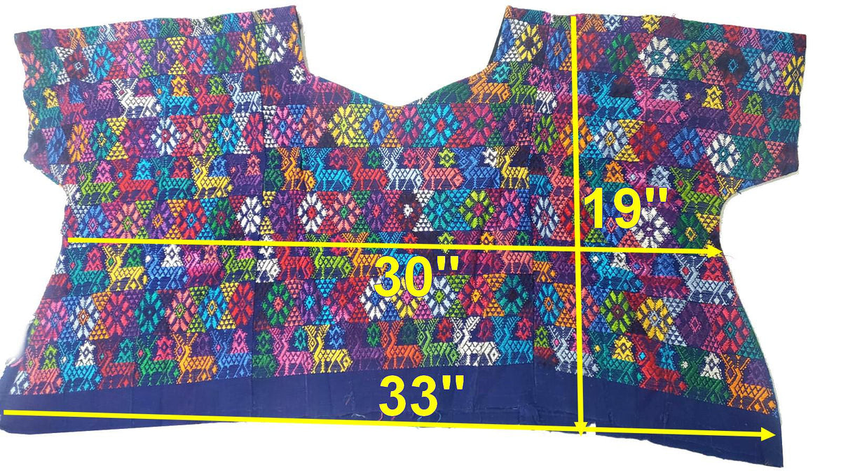 Handwoven Mayan Huipil Blouse, Tactic Alta Verapaz Guatemalan Top, Boho Embroidered Short Blouse 30x19, Authentic Fair Trade Top